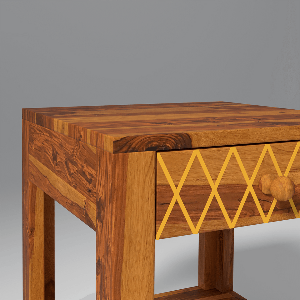 Acota Sheesham Wood Bedside Table In Light Honey
