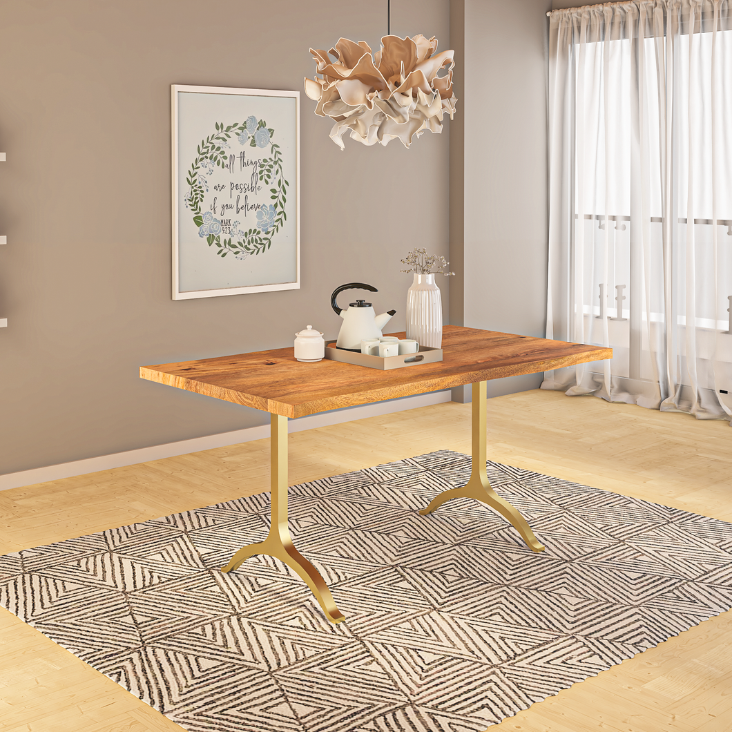Crenn Mango Wood 6 Seater Dining Table In Natural Color