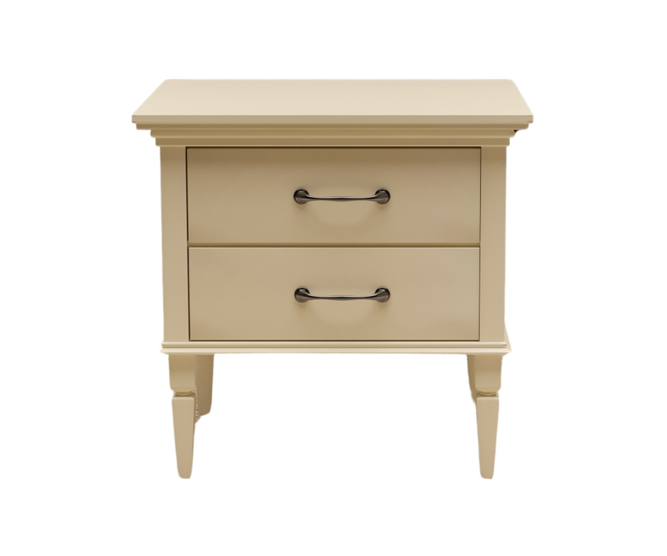 Glossy Ivory Wooden Bedside Table