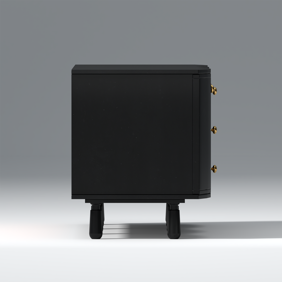 Reba Mango Wood Sideboard In Black Color with 3 Drawer