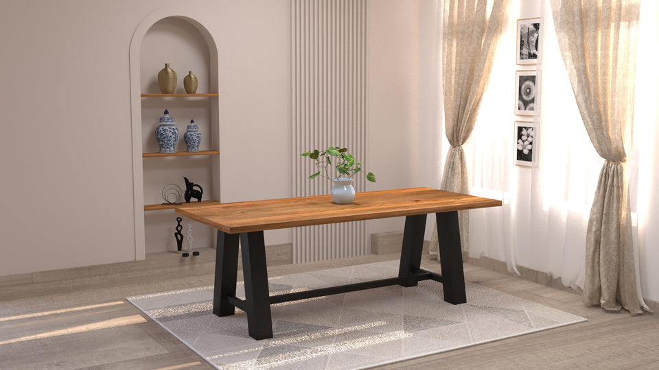 Majestic Solid Wood Dining Table with Metal Legs