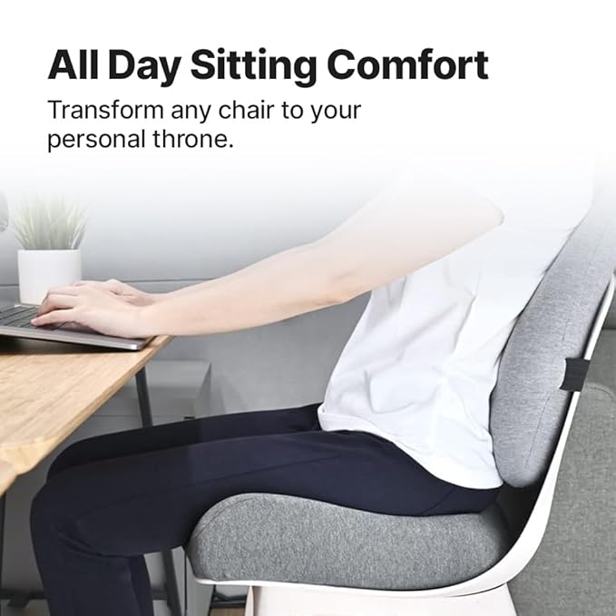Wakeup India | Cocoxy Pillow Chair Seat Hi-per Memory Foam Cushion - Supportive for Back Pain Relief | Contoured Seat Cushion for Office, Home & Work-from-Home Chairs