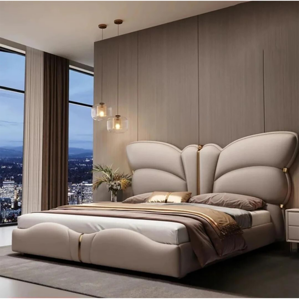Elysian Upholstered Bed in Beige Colour With Box Storage