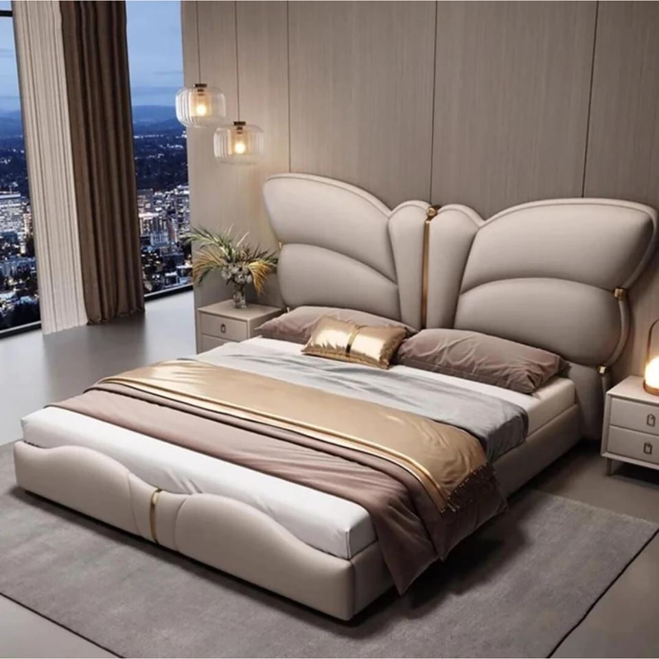 Elysian Upholstered Bed in Beige Colour With Box Storage