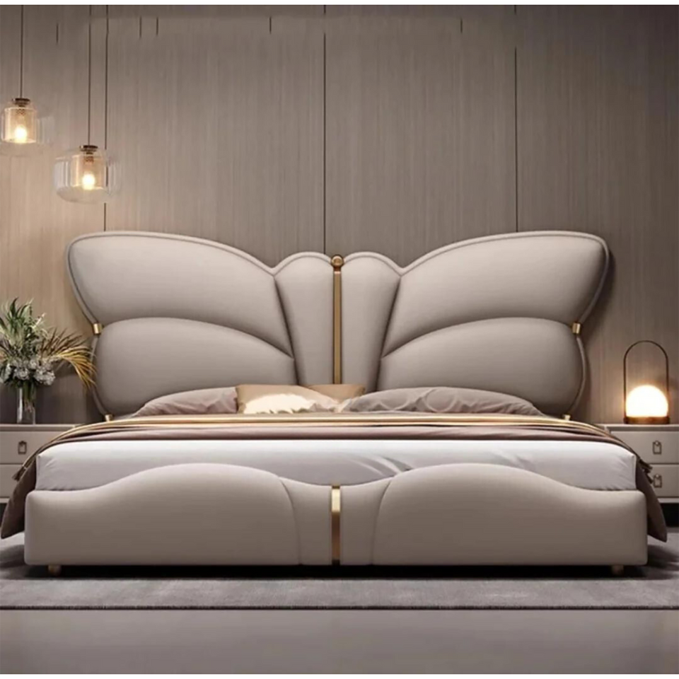 Elysian Upholstered Bed in Beige Colour With Box Storage