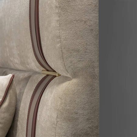 Herringbone Upholstered Bed in Beige Colour With Drawer Storage