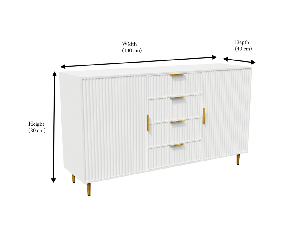 Snug Solid Wood White Sideboard Cabinet
