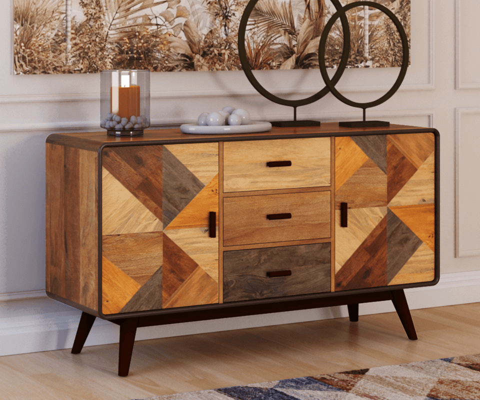 Vintage Solid Wood Modern Sideboard Cabinet