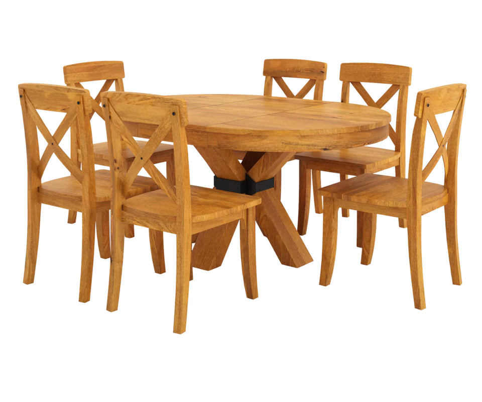 Viston Round Extendable Dining Table Set- 4 to 6 Seater