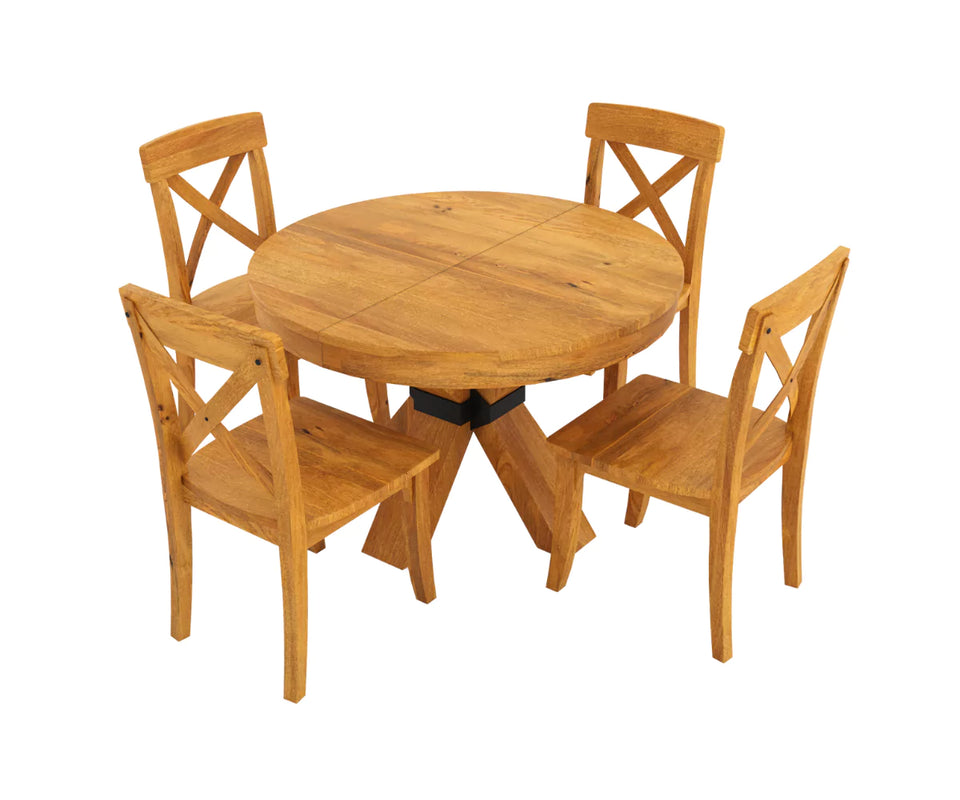Viston Round Extendable Dining Table Set- 4 to 6 Seater