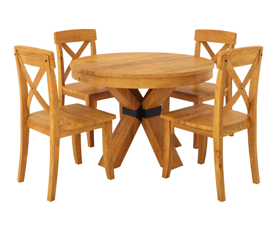 Viston Round Extendable Dining Table Set- 4 to 6 Seater