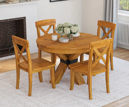 Viston Round Extendable Dining Table Set- 4 to 6 Seater