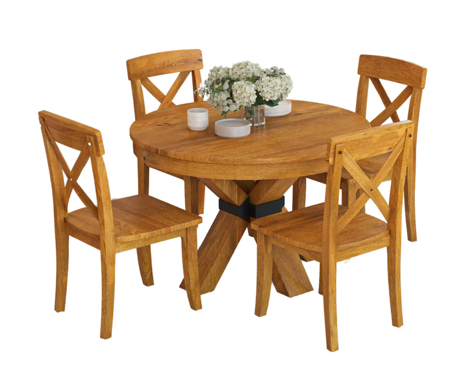 Viston Round Extendable Dining Table Set- 4 to 6 Seater