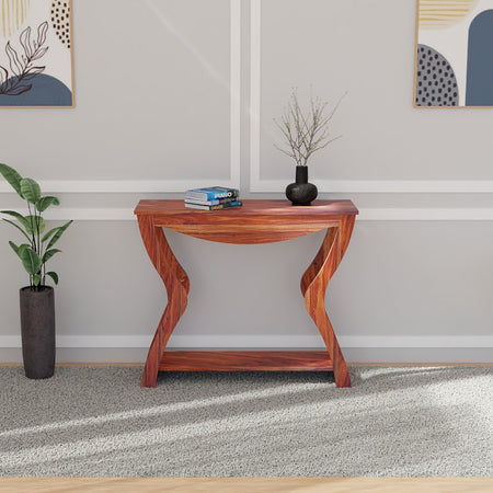 Dolce Sheesham Wood Console In Light Reddish Honey color