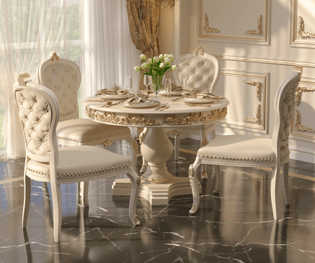 Zyvra Luxury Solid Wood Round Dining Set