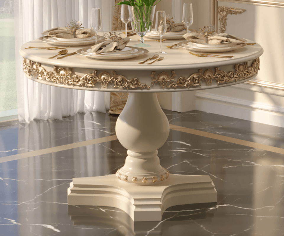 Zyvra Luxury Solid Wood Round Dining Table