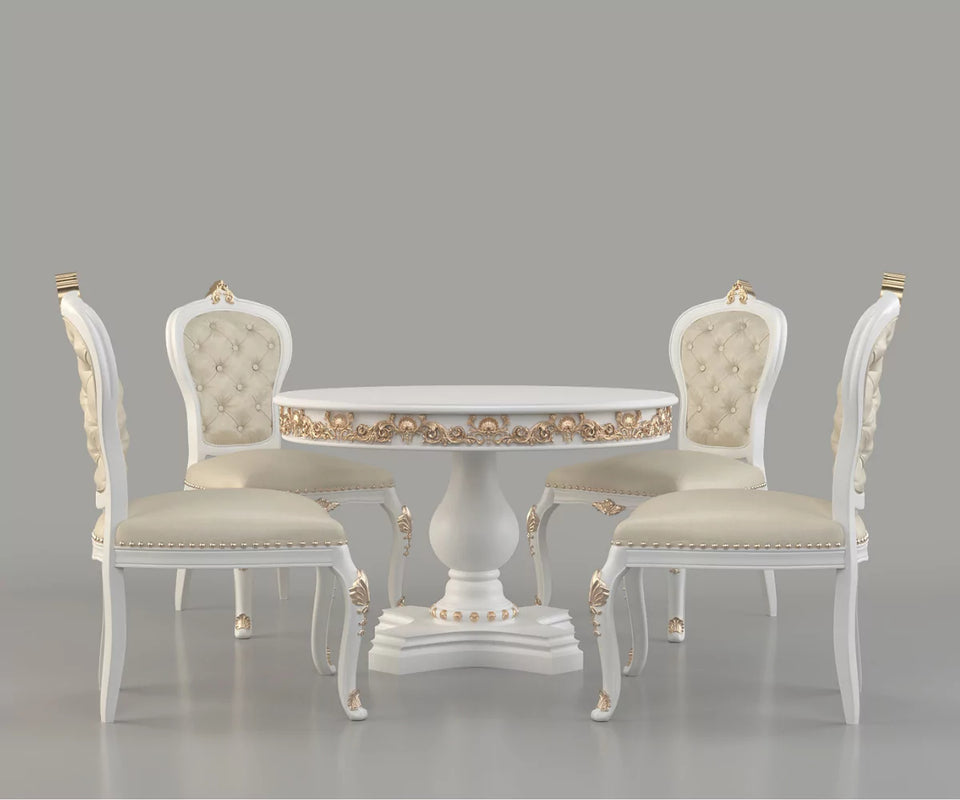 Zyvra Luxury Solid Wood Round Dining Set