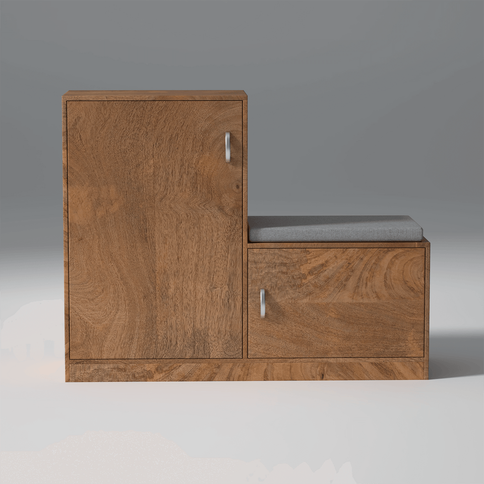 Jeter Mango Wood Shoe Rack in Natural Finish