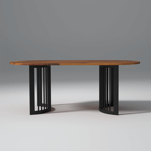 Andress Sheesham Wood C & Iron Leg Dining Table in Light Honey Finish (4 Seater)