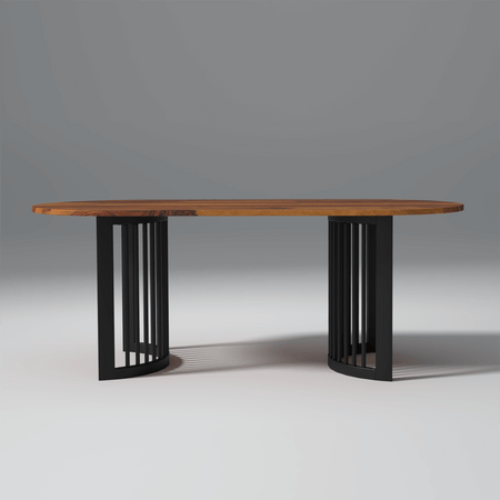 Andress Sheesham Wood C & Iron Leg Dining Table in Light Honey Finish (4 Seater)