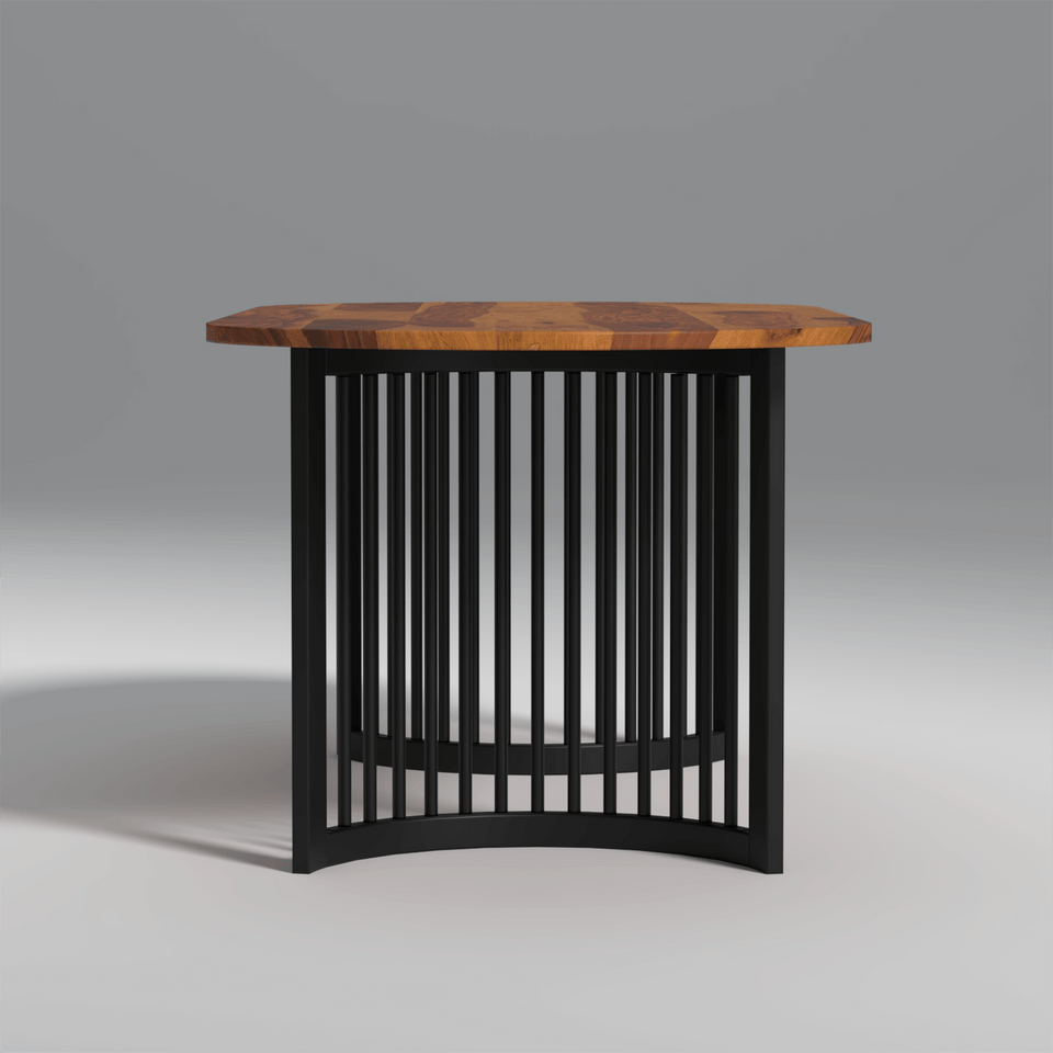 Andress Sheesham Wood C & Iron Leg Dining Table in Light Honey Finish (4 Seater)