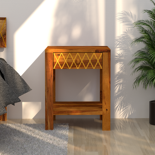 Acota Sheesham Wood Bedside Table In Light Honey