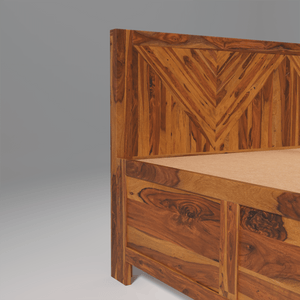 Alpha Sheesham Wood Bed With Box Storage in Light Honey colour