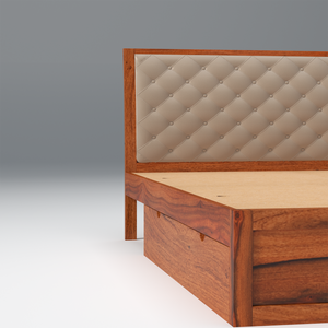 Eleganz Sheesham Wood Bed with Drawer Storage in Maharani Colour