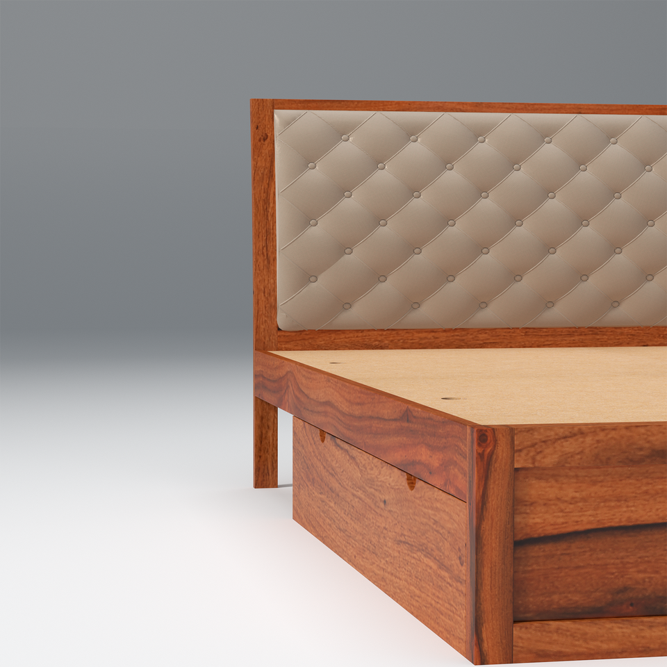 Eleganz Sheesham Wood Bed with Drawer Storage in Maharani Colour