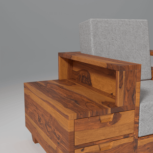 Gezeling Sheesham Wood Sofa with 2 drawers in Light Honey
