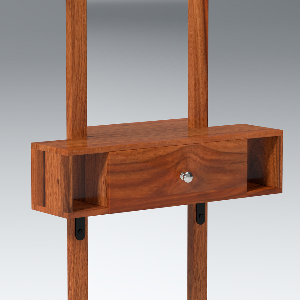 Glimm Sheesham Wood Wall Mount Dressing Table in Reddish Rosewood color