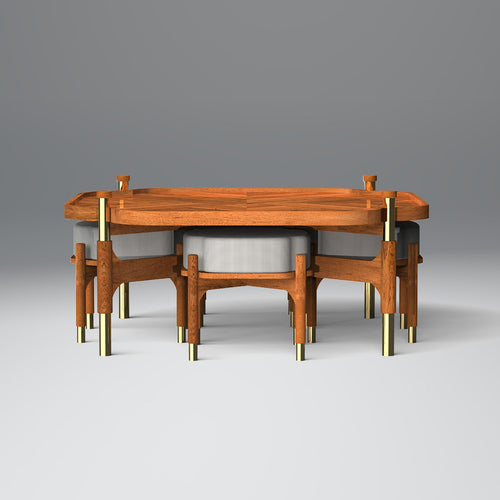 Barblend Coffee Table in Light Honey Colour With Stool