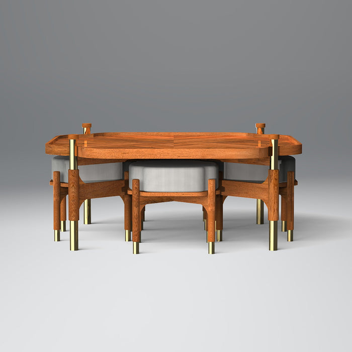 Barblend Coffee Table in Light Honey Colour With Stool