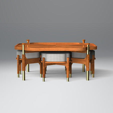 Barblend Coffee Table in Light Honey Colour With Stool