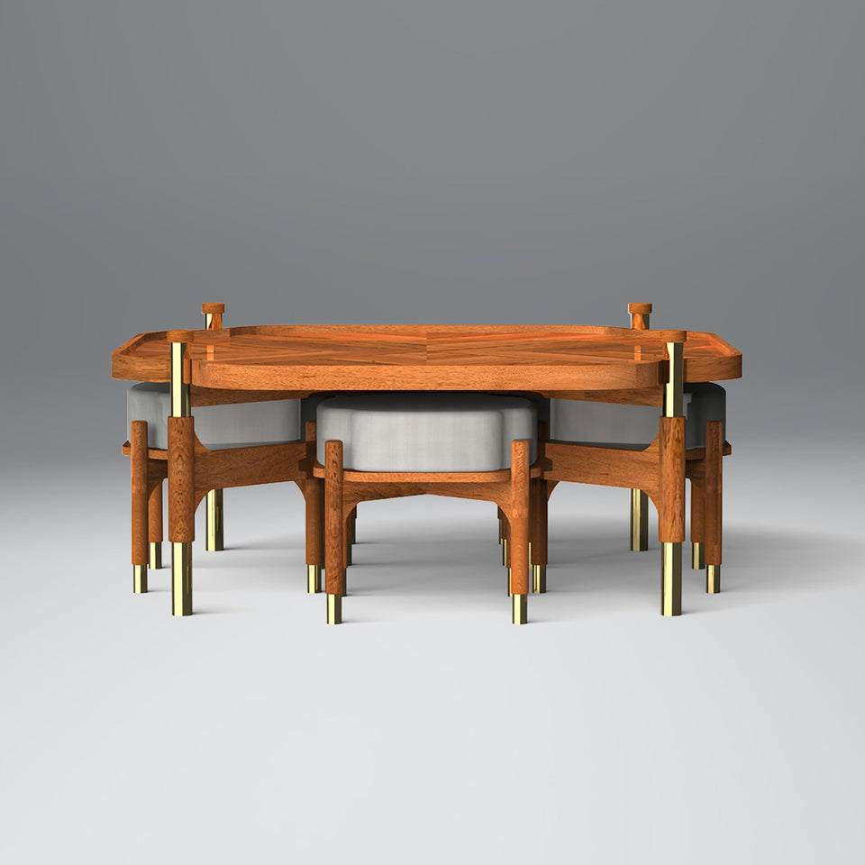 Barblend Coffee Table in Light Honey Colour With Stool