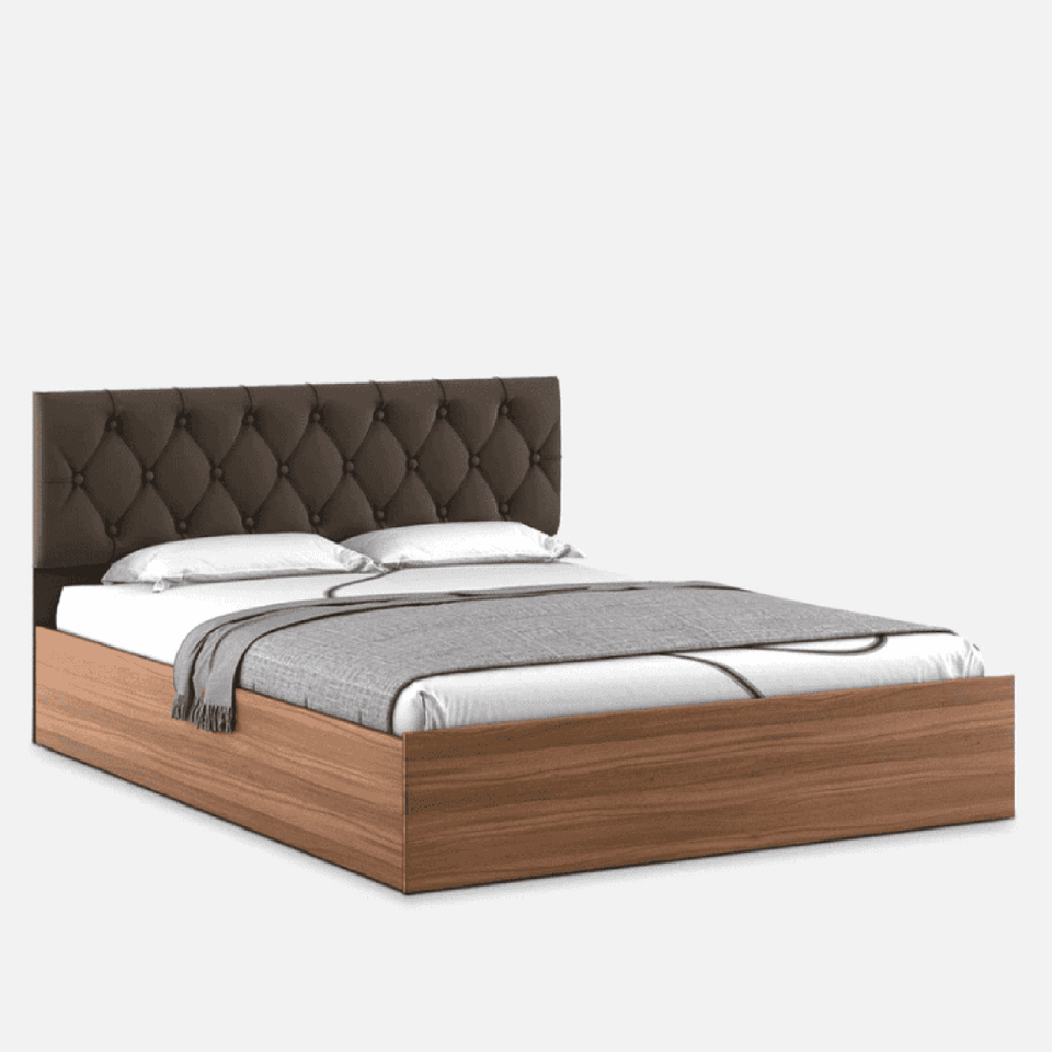 Affluence Upholstered Bed in Brown Colour With Box Storage