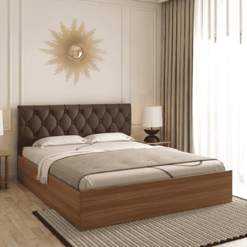 Affluence Upholstered Bed in Brown Colour With Box Storage