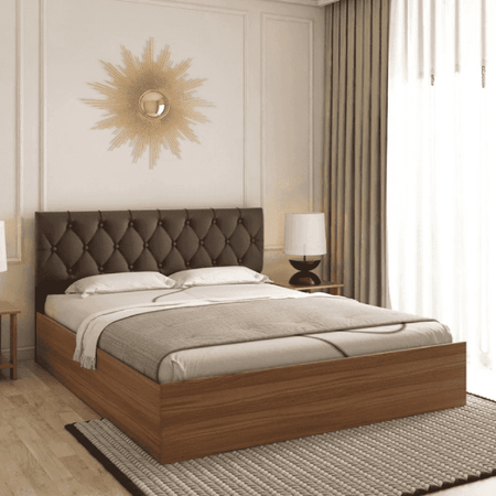 Affluence Upholstered Bed in Brown Colour With Box Storage