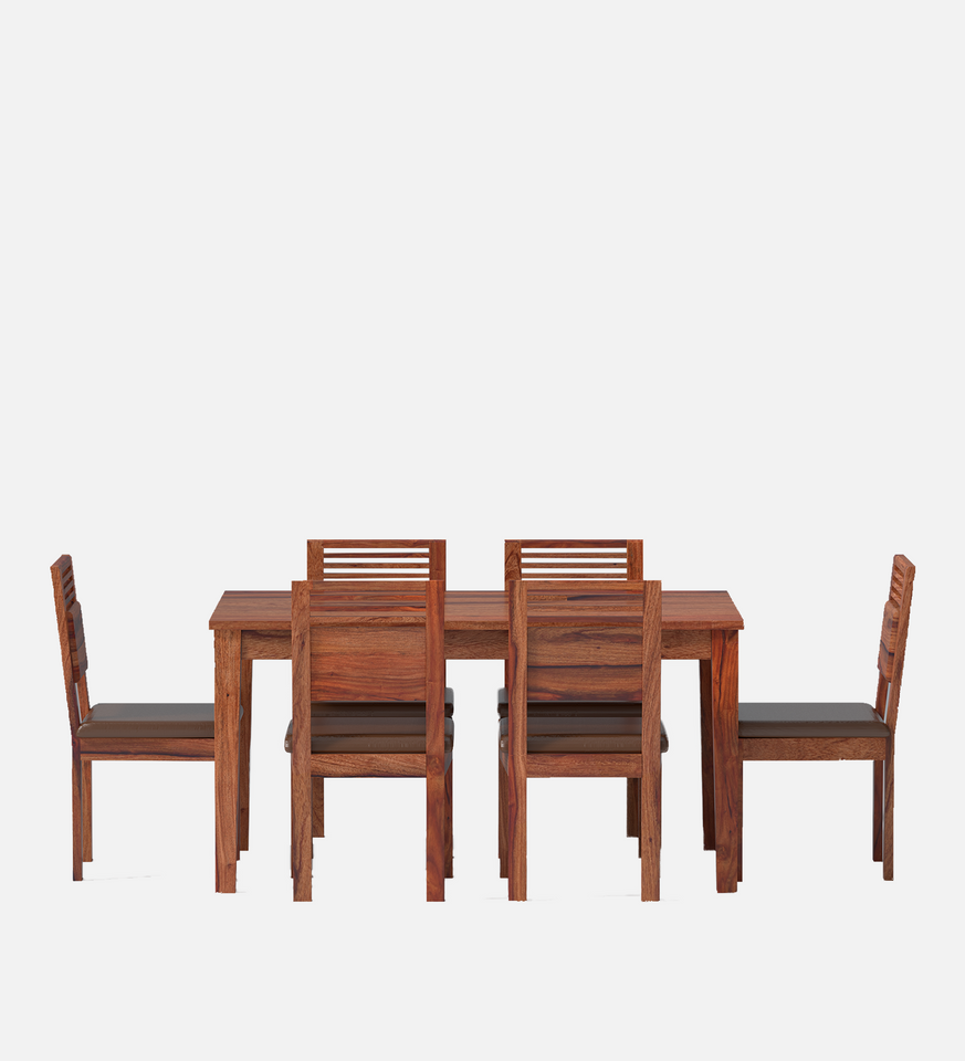 Velour Sheesham Wood Dining Table Set in Reddish walnut Color with 6 Seating