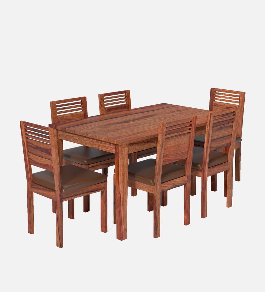 Velour Sheesham Wood Dining Table Set in Reddish walnut Color with 6 Seating