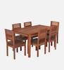 Velour Sheesham Wood Dining Table Set in Reddish walnut Color with 6 Seating