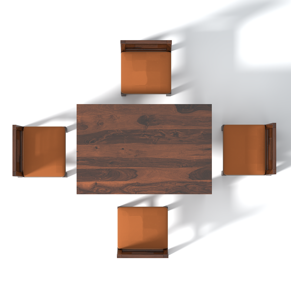 Gagnaire Brown Dining Table Set 4 Seater In Brown Color