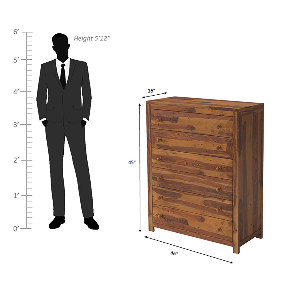 Arcadia Sheesham Wood Dresser In Light Honey 6 drawers