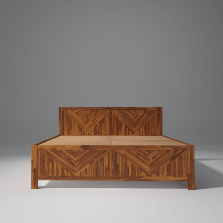 Alpha Sheesham Wood Bed With Box Storage in Light Honey colour