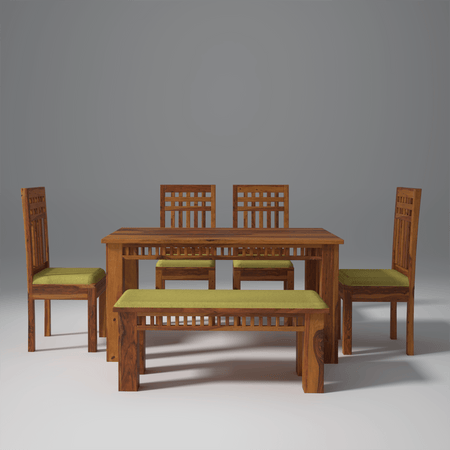 Axel Sheesham Wood Dining Table Set (6 seater) In Light Honey