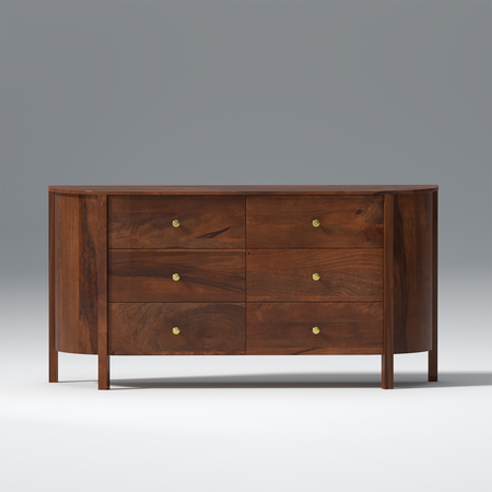 Allure Mango wood 6 Drawer Dresser In Light Walnut Color