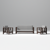 Tranquilcouch Sheesham Wood Sofa In Dark Walnut Color