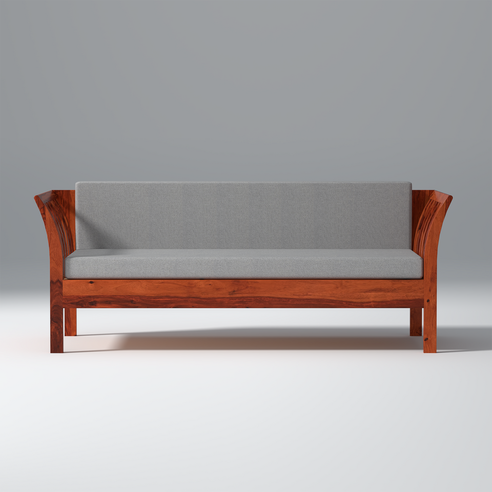 Komfor Sheesham Wood Sofa Set In Reddish Rosewood