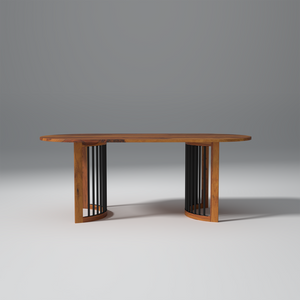 Andress Sheesham Wood C & Iron Leg Dining Table in Light Honey Finish (4 Seater)