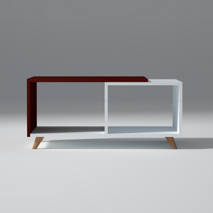 Pourover Engineered Wood Coffee Table In Mahogany and white